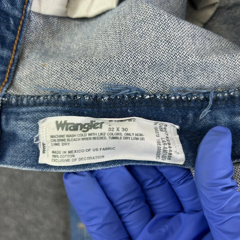 Wrangler Western Jeans Men's Blue Denim Pockets Classic Straight Zip Fly - 32X28